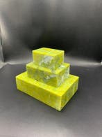 Set van 3 handgemaakte serpentine jade Sieradenkistjes -, Verzamelen, Mineralen en Fossielen