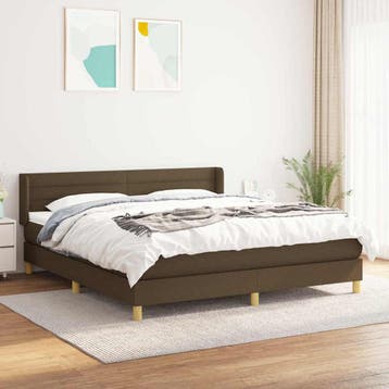 vidaXL Boxspring met matras stof donkerbruin 160x200 cm, Verzenden