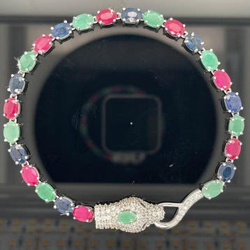 Argent - Bracelet - Émeraude-rubis-saphir, Collections