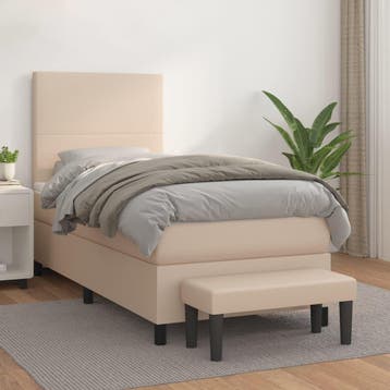vidaXL Boxspring met matras kunstleer cappuccinokleurig, Verzenden