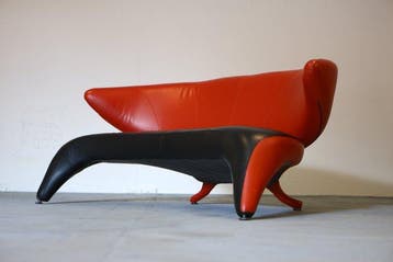 Roche Bobois - Sofa - Vleugelverdediger - Staal, Leder