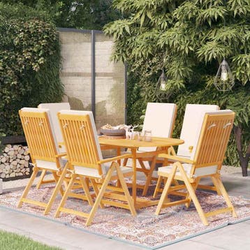 vidaXL 7-delige Tuinset met kussens massief teakhout, Verzenden, Tuinset