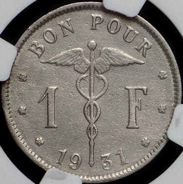 Belgique. Albert Ier. 1 Franc 1931 FR - KEY DATE - EXTREMELY, Postzegels en Munten
