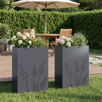 vidaXL Plantenbak 2 st Antraciet 50 x 30 x 75 cm Koudgewalst, Verzenden, Nieuw