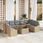 vidaXL Tuinbank Set met kussen met opslag 10 pcs Beige en, Verzenden
