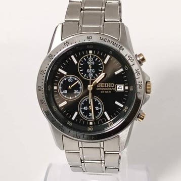 Seiko - Chronograph Watch - Quartz - Black Dial - Gold-Tone