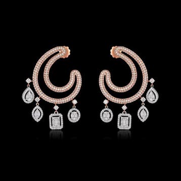 Boucles doreilles - 18 carats Or rose - 6.36ct. tw. Diamant, Bijoux, Sacs & Beauté, Boucles d'oreilles