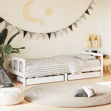 vidaXL Kinderbedframe 90x200 cm massief grenenhout wit, Verzenden