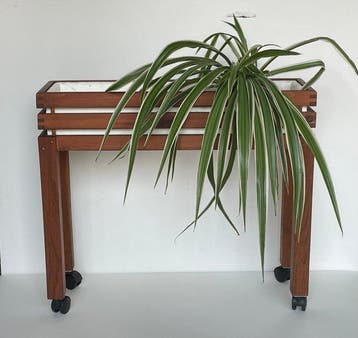 Jardinière - Bois - Bac à plantes sur pieds avec roues, en