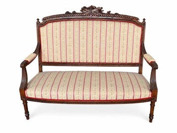 Sofa - Hout, Textiel - Antiek divanetje, Antiek en Kunst