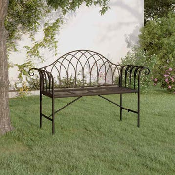 vidaXL Tuinbank 2-zits 128 cm staal zwart, Verzenden, Nieuw
