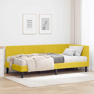 vidaXL Hoekbedframe met Matras met hoofdeinde 2 pcs Geel, Verzenden, Nieuw