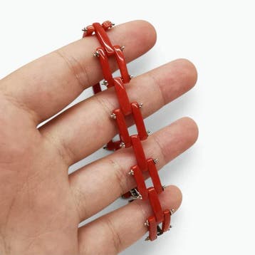 Bloedkoraal - Zilver - Armband - handgemaakt, Nieuw