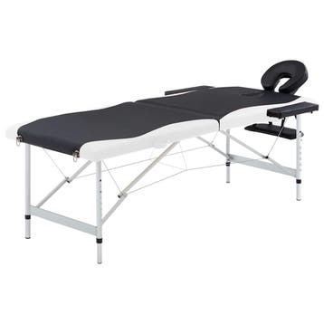 vidaXL Massagetafel inklapbaar 2 zones aluminium zwart en, Sport en Fitness, Verzenden, Nieuw