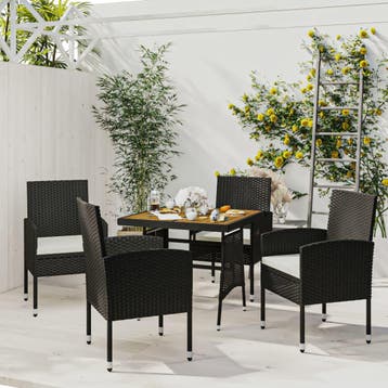 vidaXL 5-delige Tuinset poly rattan zwart, Verzenden, Nieuw, Tuinset