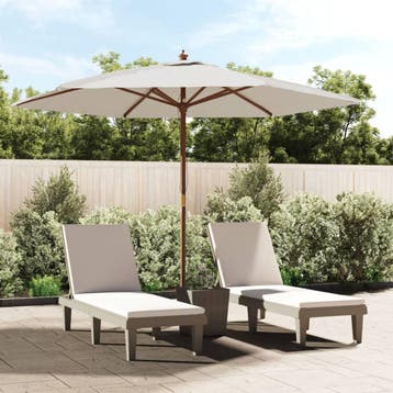 vidaXL Parasol met houten paal 299x240 cm zandkleurig, Verzenden