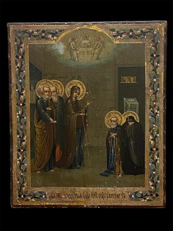 Icône - Bois - Lapparition de la Vierge, Antiek en Kunst, Kunst | Niet-Westerse kunst