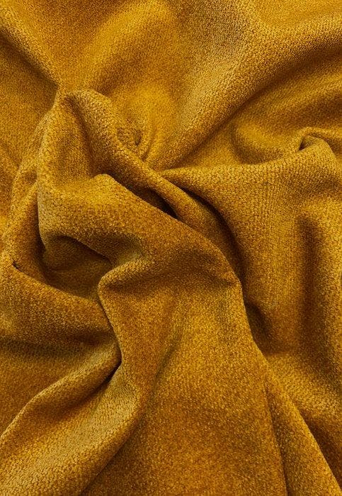 Zacht geweven cinigliato stof in mosterdgeel/warme oker,, Antiquités & Art, Tapis & Textile