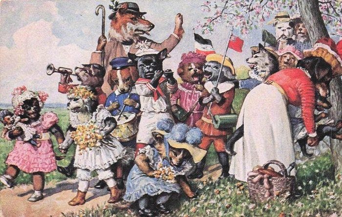 Des animaux en vêtements humains - Carte postale (80) -, Verzamelen, Postkaarten | Buitenland