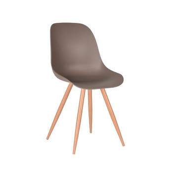 Stoel Rimini | Coffee | Kunststof | Naturel Houtlook Frame, Verzenden