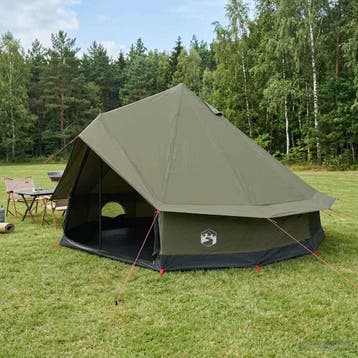 vidaXL Familietent 10-persoons Leger Groen Polykatoen, Caravans en Kamperen, Verzenden, Nieuw