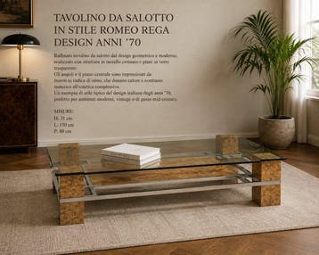 Tafel - Hout, Glas, Staal, Knoesthout - Structuur in