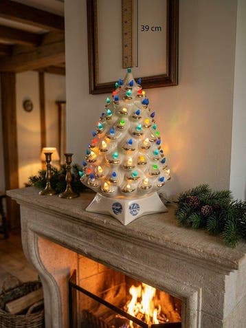 Unieke Crème & Goud Uitvoering met Winterscènes (39 cm) -, Diversen, Nieuw