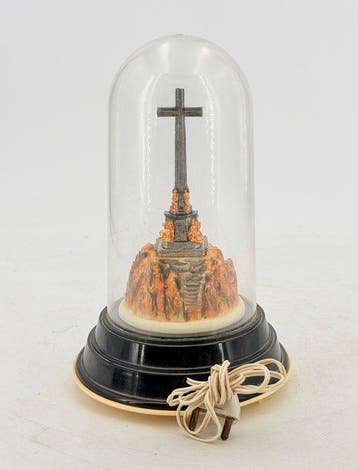 Lampe dévotionnelle - Croix sous abat-jour en cloche - 23 cm