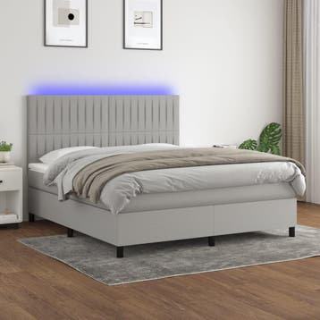 vidaXL Boxspring met matras en LED stof lichtgrijs 180x200, Huis en Inrichting, Verzenden, Nieuw