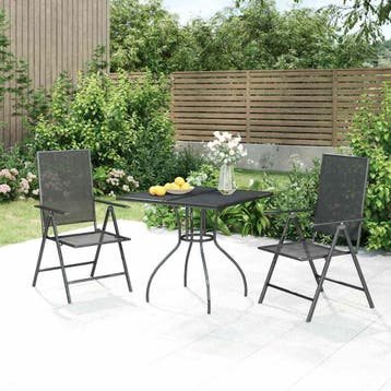 vidaXL 3-delige Tuinset staal antracietkleurig, Verzenden, Nieuw, Tuinset