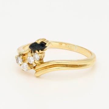 Bague - 18 carats Or jaune Diamant (Naturelle) - Saphir, Bijoux, Sacs & Beauté