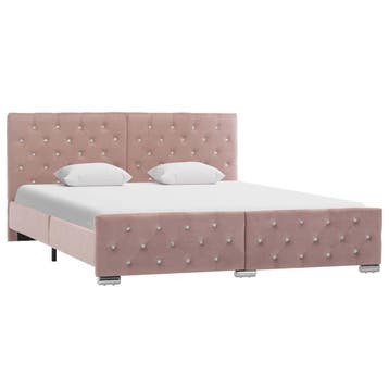 vidaXL Bedframe fluweel roze 160x200 cm, Verzenden