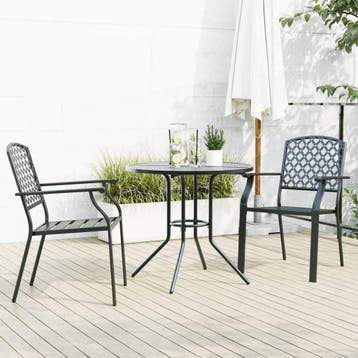 vidaXL 3-delige Tuinset stapelbaar gepoedercoat staal, Verzenden, Nieuw, Tuinset
