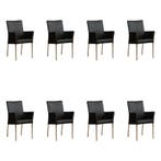 Set van 8 Leren eetkamerstoelen Comfort met armleuning -, Ophalen of Verzenden, Nieuw, Leer, Eén