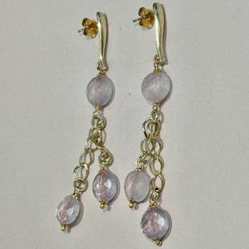 Quartz - Argent - Boucles doreilles - Quartz du chakra du