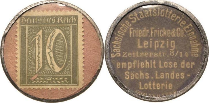10 Pfennig Ziffermarke ohne Jahr Briefmarkenkapselgeld Le..., Postzegels en Munten, Munten | Nederland, Verzenden