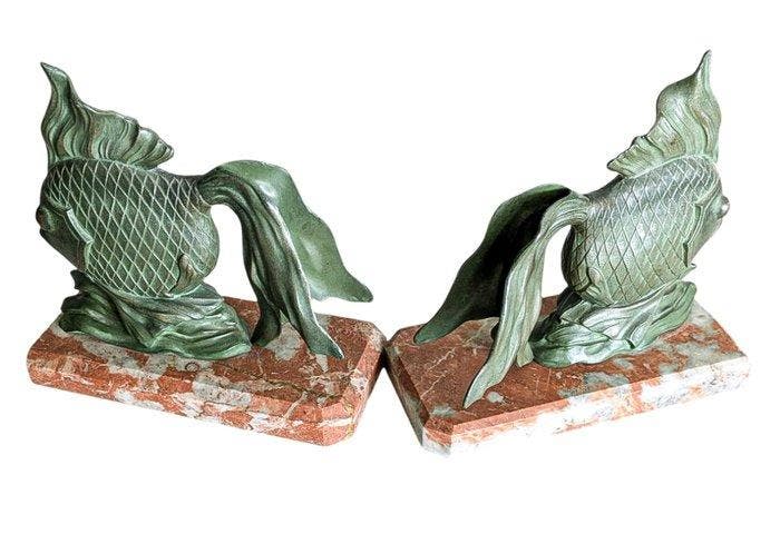 Paire de serre livre Ard Déco - Serre-livres (2) - Marbre, Antiek en Kunst, Kunst | Designobjecten