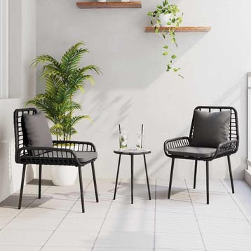 vidaXL Tuin Eettafel Set 3 st Zwart en Anthraciet poly, Verzenden