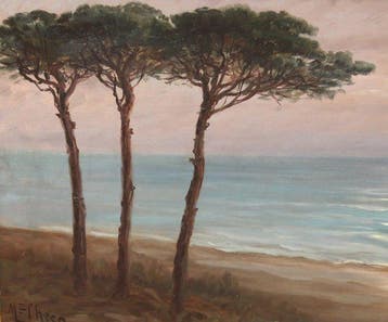 Fernando Martínez Checa (1858-1933) - Atardecer en la playa