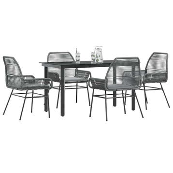 vidaXL 5-delige Tuinset met kussens poly rattan glas grijs, Verzenden, Nieuw, Tuinset