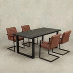 Mangohouten Eettafel Rechthoek Roy 140x90 cm Zwart (6cm), Verzenden