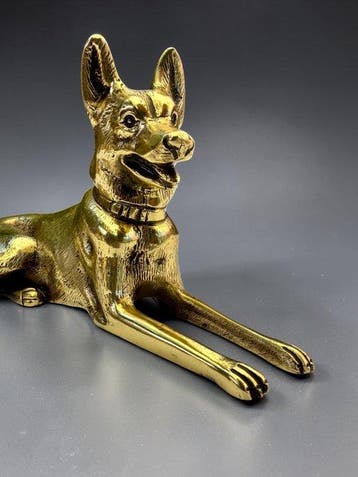 Figuur - 1920s German Sheperd -22cm - Messing