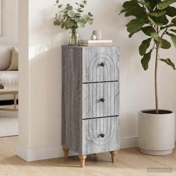 vidaXL Ladekast 33 x 34,5 x 90 cm Bewerkt hout Grijs sonoma, Huis en Inrichting, Kasten | Overige, Verzenden, Nieuw