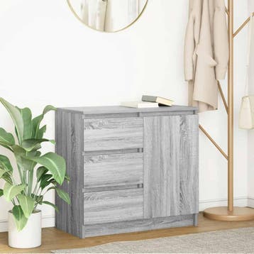 vidaXL Dressoir met lade 71x35x65 cm spaanplaat grijs Sonoma, Verzenden