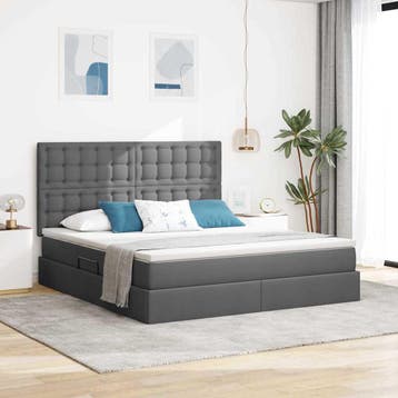 vidaXL Opslag bed met matras met opslag Donkergrijs 180 x, Huis en Inrichting, Verzenden, Nieuw