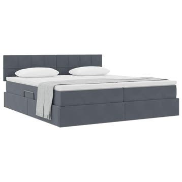 vidaXL Opbergbed 2 st Donkergrijs 200 x 200 cm Velvet, Verzenden