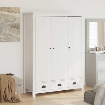 vidaXL Kledingkast Hill 3 deuren 127x50x170 cm massief, Verzenden, Nieuw