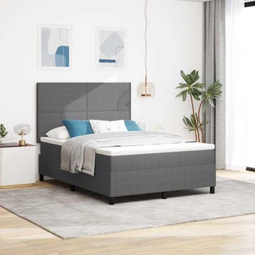 vidaXL Boxspring bed Lichtgrijs en wit 160 x 200 cm Corduroy, Verzenden, Nieuw
