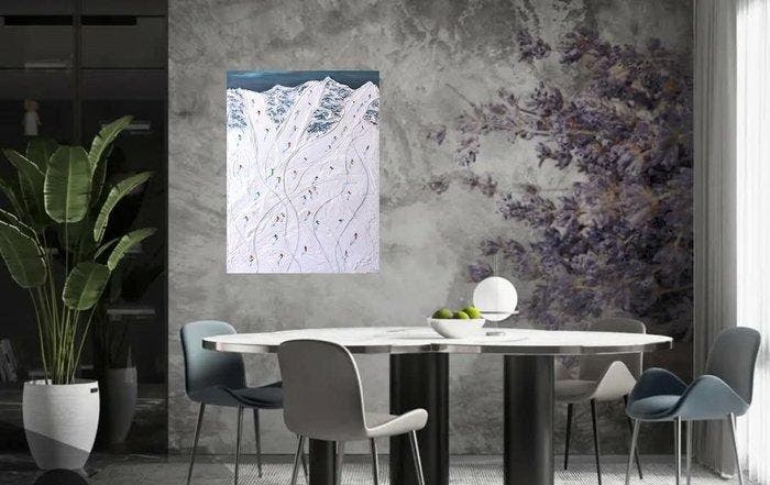 Aneta Karpezo - Downhill skiing, Antiek en Kunst, Kunst | Schilderijen | Modern