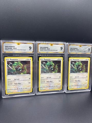 Pokémon - 3 Graded card - Rayquaza SWSH029 Rebel Clash